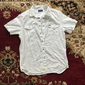 White Polo Button Down Short Sleeve T Shirt